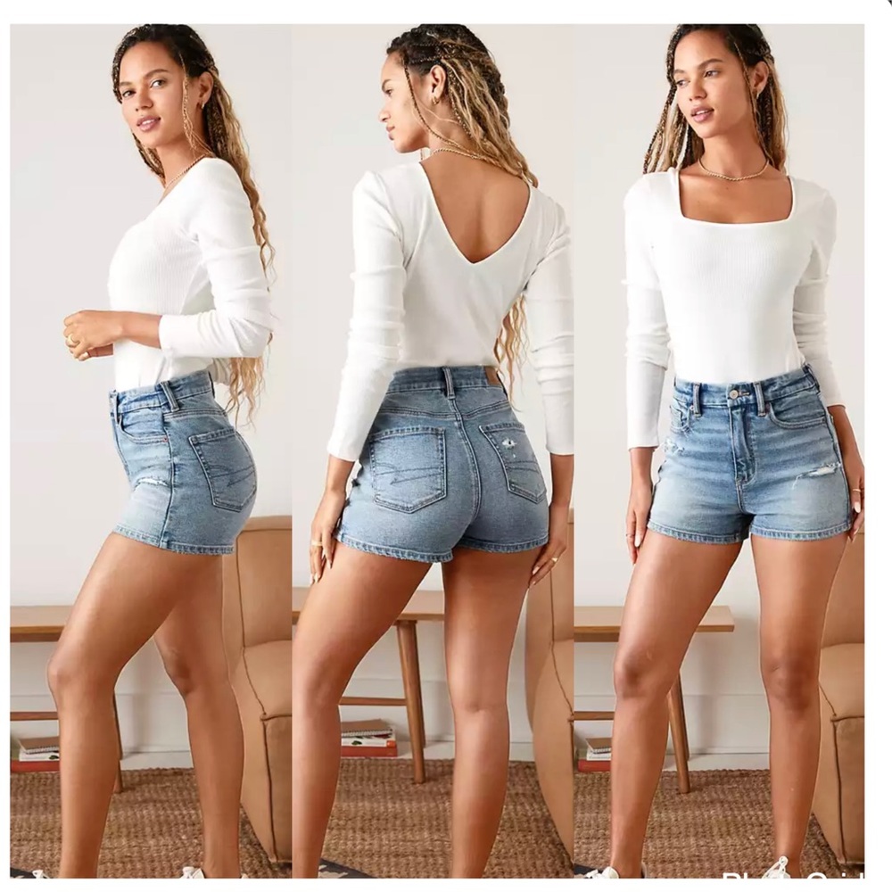 American Eagle Stretch High-Waisted Denim Curvy Short Short